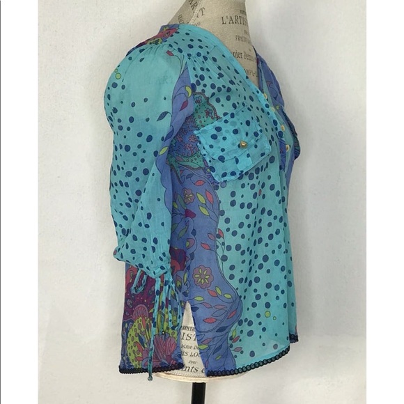 Natalie Anne Floral Watercolor Blouse Size XS - Picture 5 of 12